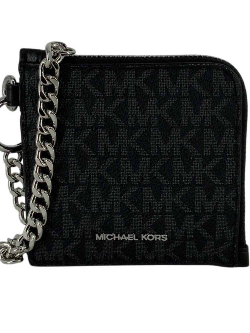 MK black wallet with chain